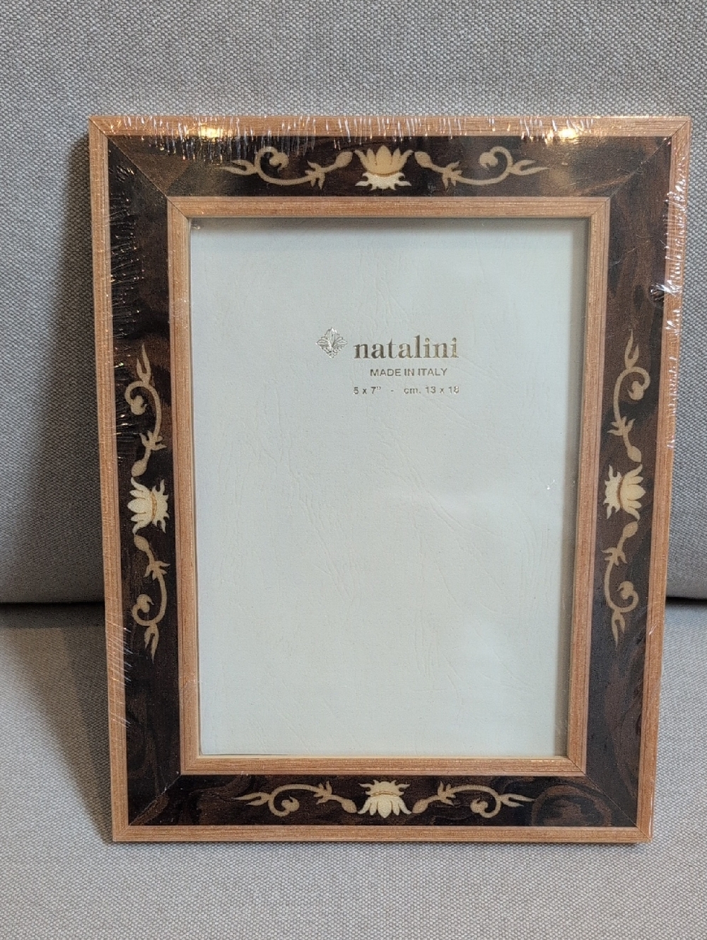 Natalini Brown and Gold Decorative Inlay Photo Frame 5" x 7" Photo Opening New